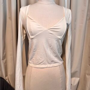 Forever 21 white V-Neck Long Sleeve